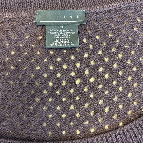 Line dark plum purple mesh knit long sleeve sweater Sz S - Picture 5 of 8